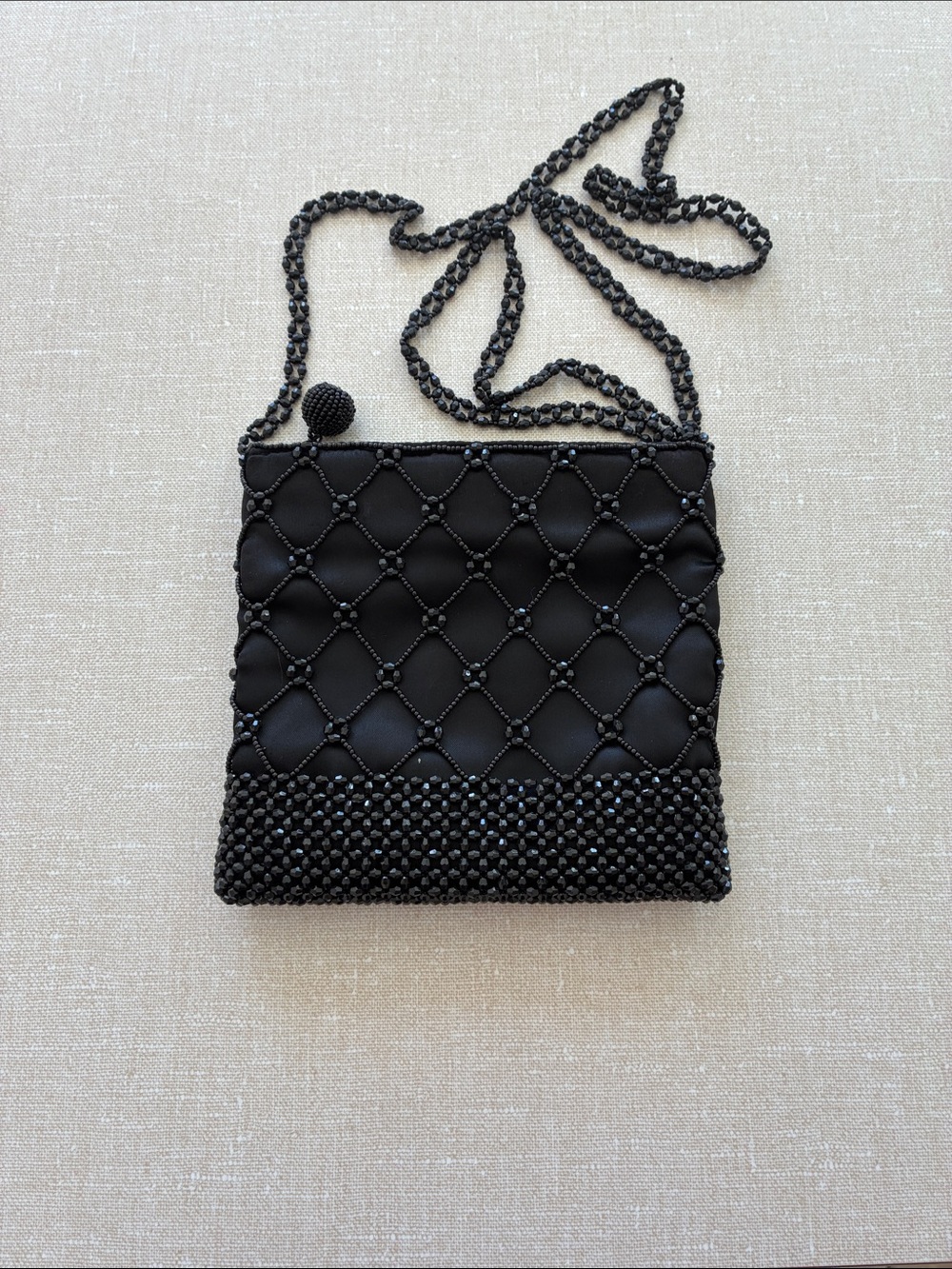 🌷3 for $25🌷Unbranded, US OS, Black Sparkly Bead Lattice Work Mini Evening Purse
